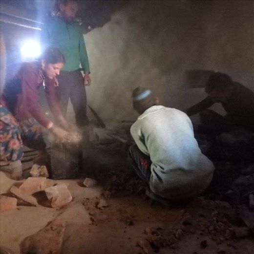 The 'team' working on a chula.