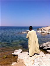 Our Nubian Tour guide fishing on our last day for a Nile for his family 4 dinner: by bonrus, Views[298]
