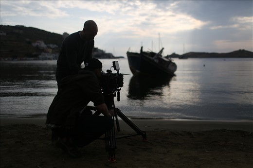 Capturing a sunset shot with Red Epic on the island of Kea