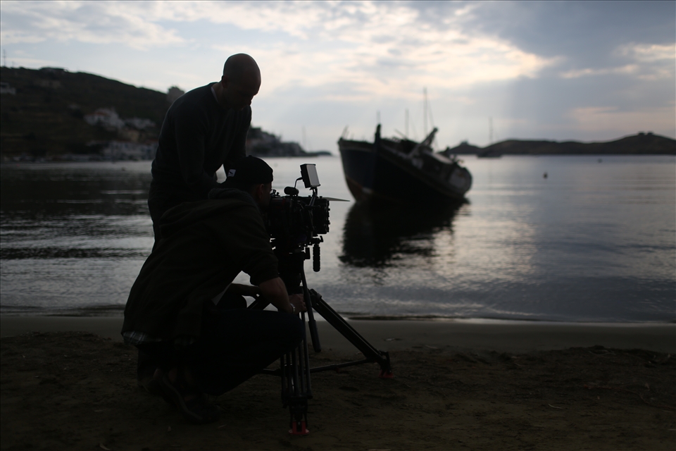 Capturing a sunset shot with Red Epic on the island of Kea