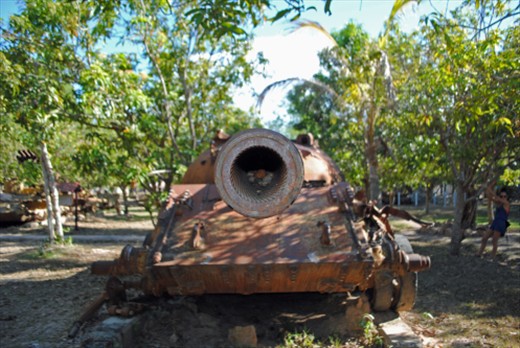 Down the barrel of a really big gun. This photo was taken at the War Museum in S