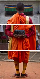 Based on an old trend among monks, they used to go out of their monastery with an empty bowl to ask for the food, however the process had to be done in the total silence. This monk in the picture used to stand in a corner of the Bouddhanath stupa without a slight movement in total silence for hours each day.: by bouddhanath, Views[519]