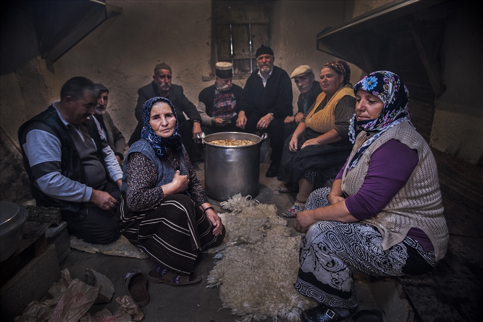Muslim villagers are doing ritual in a memory of a Muslim martyr Hussein.