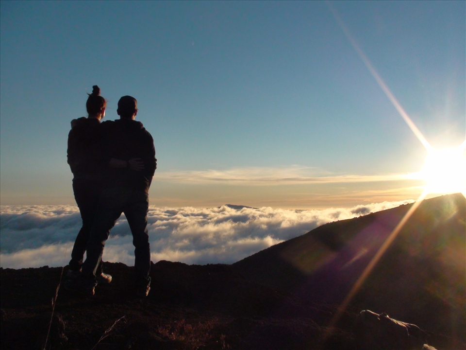 Together, on top of the world the sun shines it's last rays