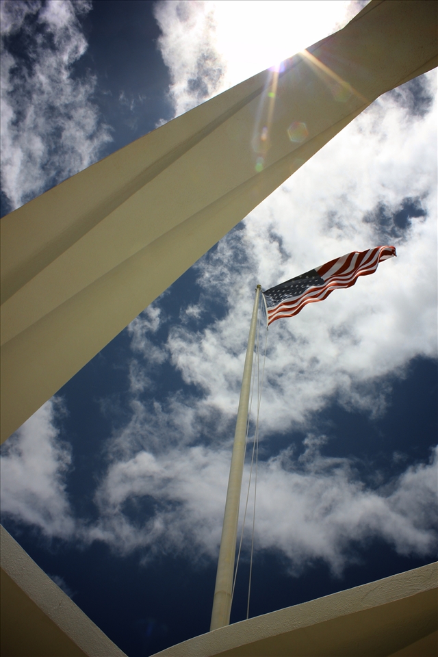 One of my best shots from the Pearl Harbor tour. It shows the USS Arizona Flag