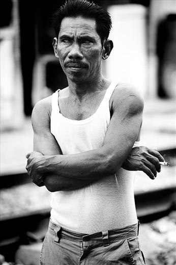 A local man who lives among the train tracks.