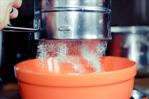 1. Sifting the flour.
