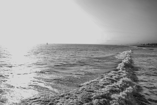 the pacific ocean in at the Santa Monica pier in California 