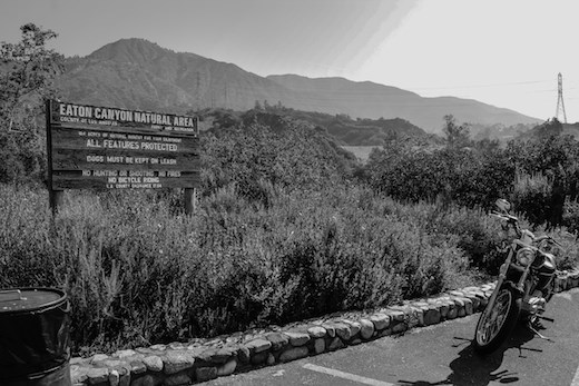 A motorcycle in the hills of Pasadena, CA