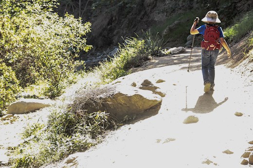 a young boy exploring the hills in Pasadena, CA