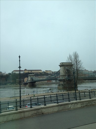 chain bridge budapest - first erected in 1111AD to join cities of Buda + Pest