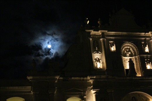 The Moon and the Church in Antigua, Guatemala