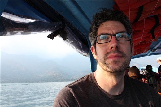 My faithful producer looks out onto Lago de Atitlan