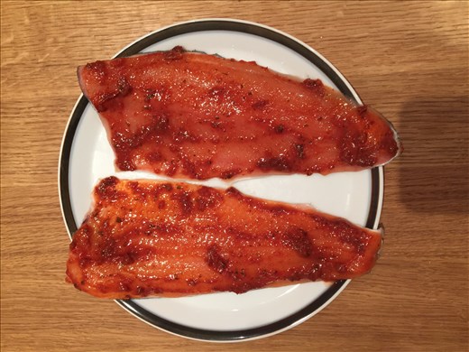 The Harissa-Marinated Rainbow Trout - Before Grilling