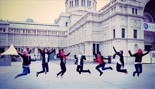 My friends and I jumping infront of REB. 