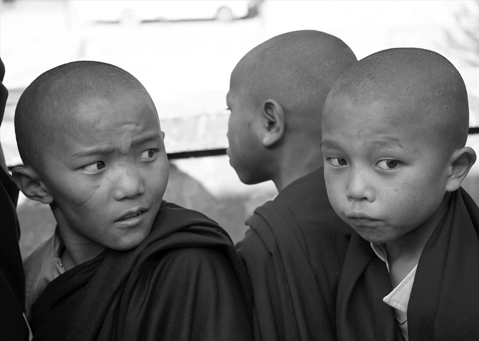 Humble and disciplined - they wait in a row to get food.