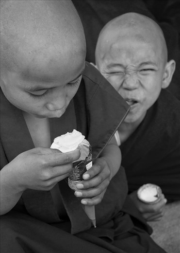 One of the few times the monks try ice-cream. 