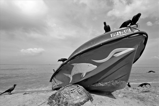 Modern boats are now being used for fishing.