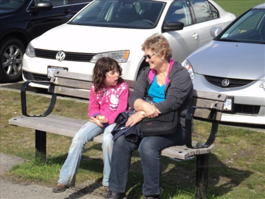 Madi telling Grandma a story