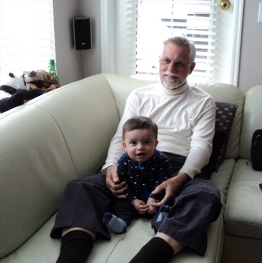 Grandpa and Chase watching Cowboys NRL game