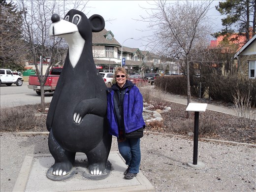Kay and Jasper the  Bear - yes it was cold!