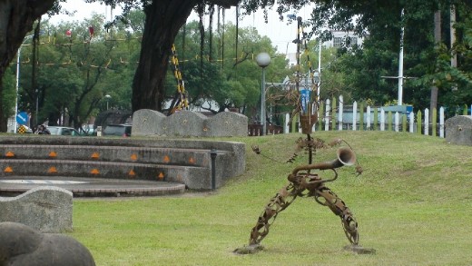 Some art outside the Chiayi Cultural Centre.