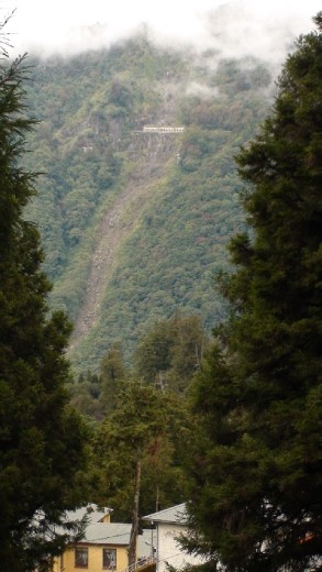A view of a slip that has shut down a section of the Ali Shan rail line