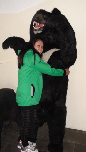 Rowie getting to know some locals. If one wasn't stuffed, the other one would've been.