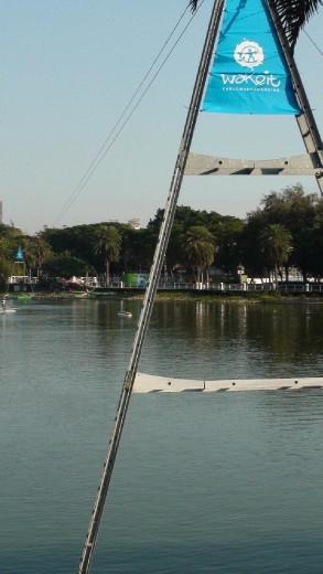 A cable ski park at the southern end of the lake / pond.