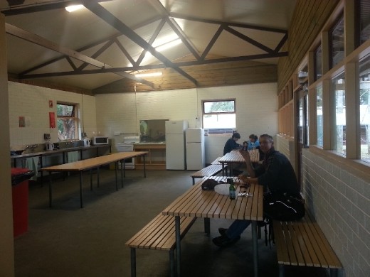 Port Arthur caravan park campers kitchen. By far the best setup we found in our short trip