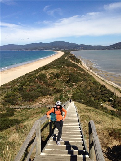 The narrow stretch of land between north and south Bruny Island