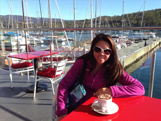 Waiting in the marina cafe at Kettering for the Bruny Island ferry. Definitely got the pick of the weather too