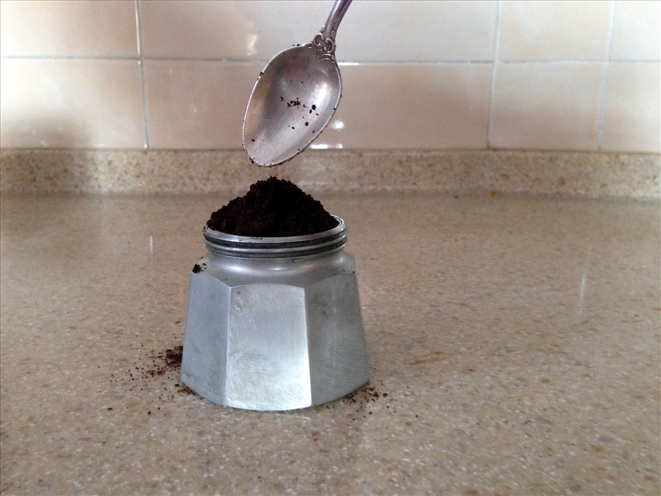 Add finely-ground coffee to the filter making up 