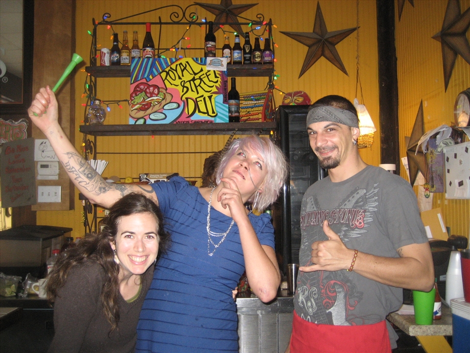With the wonderful waitress and cook at the Royal Deli in New Orleans
