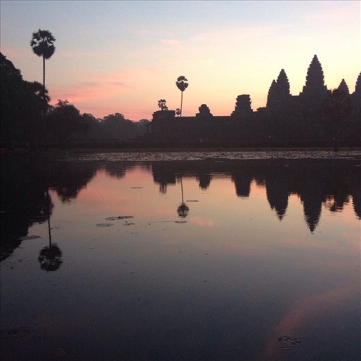 Sunrise behind Angkor Wat