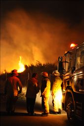 Back-burning is a common forestry practice to prevent larger and more dangerous wildfires. These firefighters have just arrived on scene and are creating a plan of action to keep the blaze under control. : by cadebradshaw, Views[534]