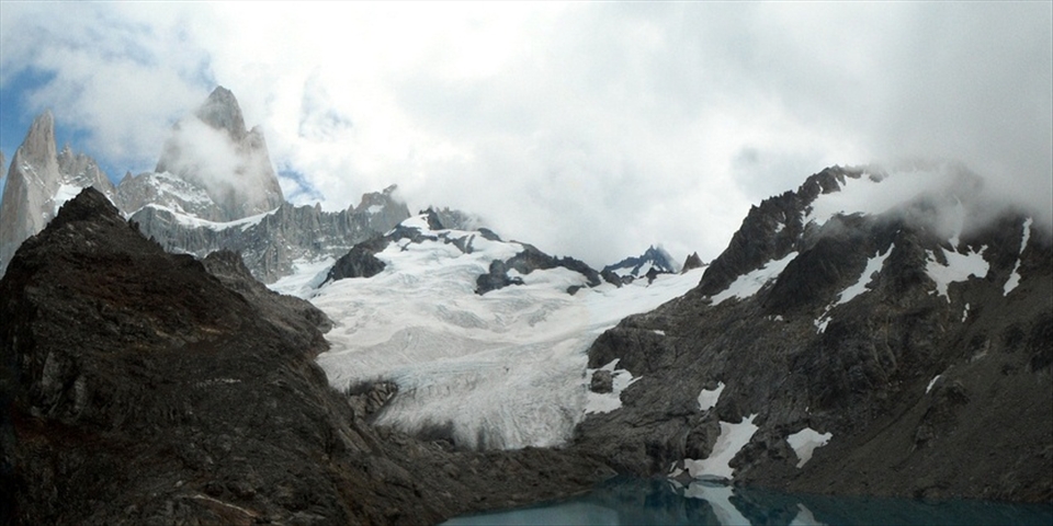 After a fairly vertical section of hiking, and a bit of patience, the cloud cover finally lifted and we were treated to El Chalten's best view - the Fitzroy Range.