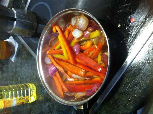 sautéing the veggies