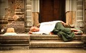 This lady was taking a nap at in front of a small temple in the Angkor Wat complex. It was mid day and looks like she already needed a rest.: by cambodia, Views[317]