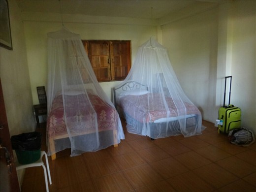 Sleeping quarters...100 degrees, no AC and mosquito nets. 