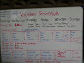 50 volunteers split up in 4 groups. I was in group D. The best group of them all!  This was our work schedule for the week. : by capecodkiwi, Views[216]