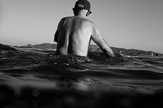 An old man in the Sant Pere beach