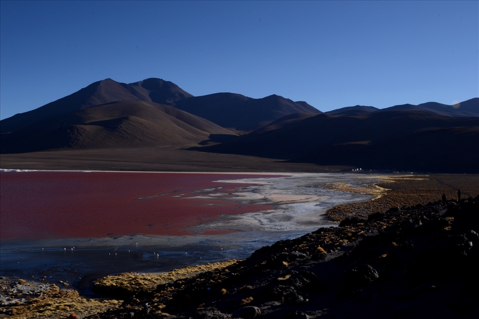 The red Lagoon is definitely one of the highlights of the tour. Uyuni, Bolivia
