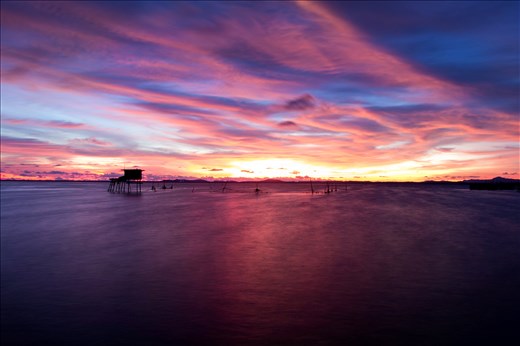 Sunsent from Seagipsy stilts. North Borneo - Malaysia