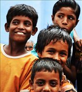 Four young boys play in a Jaipur street after finishing school for the day.
These children are fortunate,  rising statistics show that less than half of children between the ages of 6 and 14 regularly attend school (approx. 200 million children nationwide).: by caseycogger, Views[765]