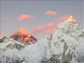 Mount Everest attempts to hide but is lit by the sun at dusk. The giant sleeps.: by cass_byers, Views[228]