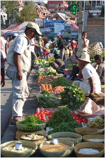 A typical local street market in Antananarivo