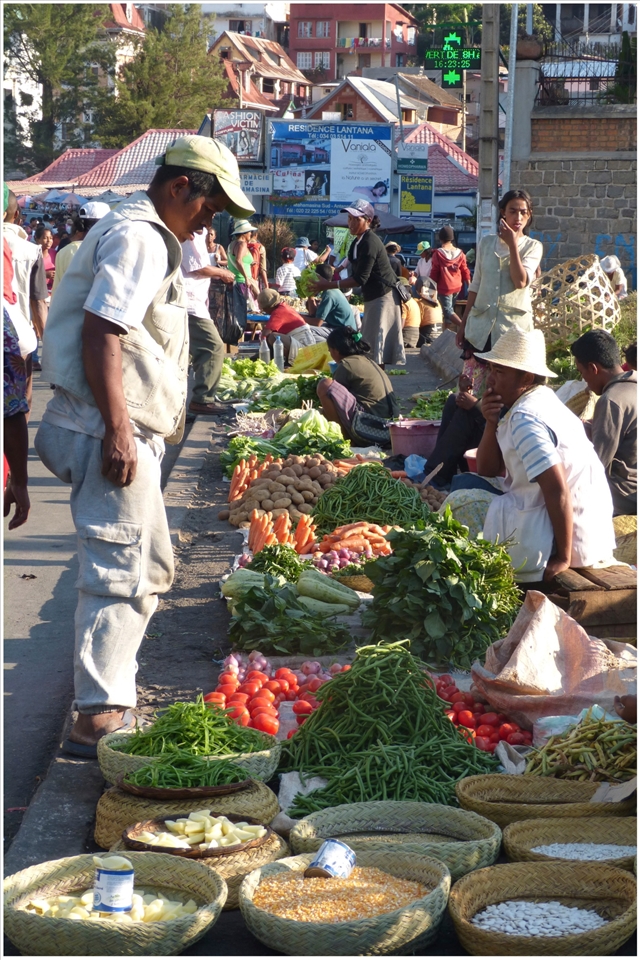 A typical local street market in Antananarivo