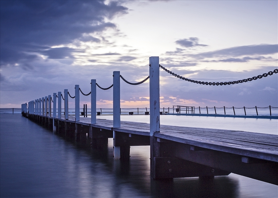 Early morning swim at a Sydney ocean pool before the crowds arrive 