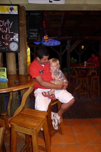 Helpful waiter at Iguana Bar in San Juan Del Sur